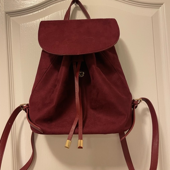 Forever 21 burgundy fabric backpack with drawstring - Picture 1 of 7